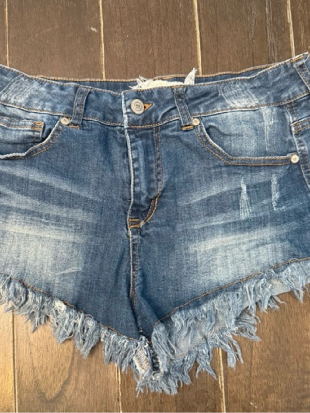 Altar'd State Distressed Blue Denim Cutoff Shorts